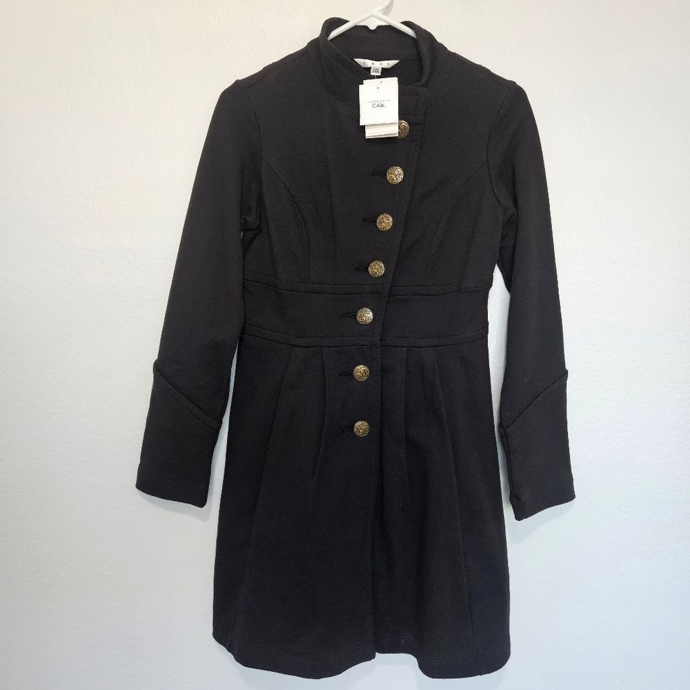 NWT Cabi | Grab & Go #695 Military Style Cotton Black Coat, Womens XS